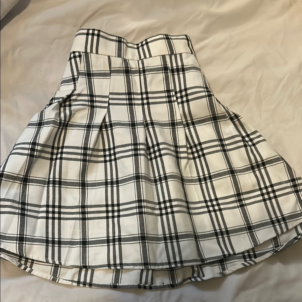 Garage Black and White Skater Mini Skirt